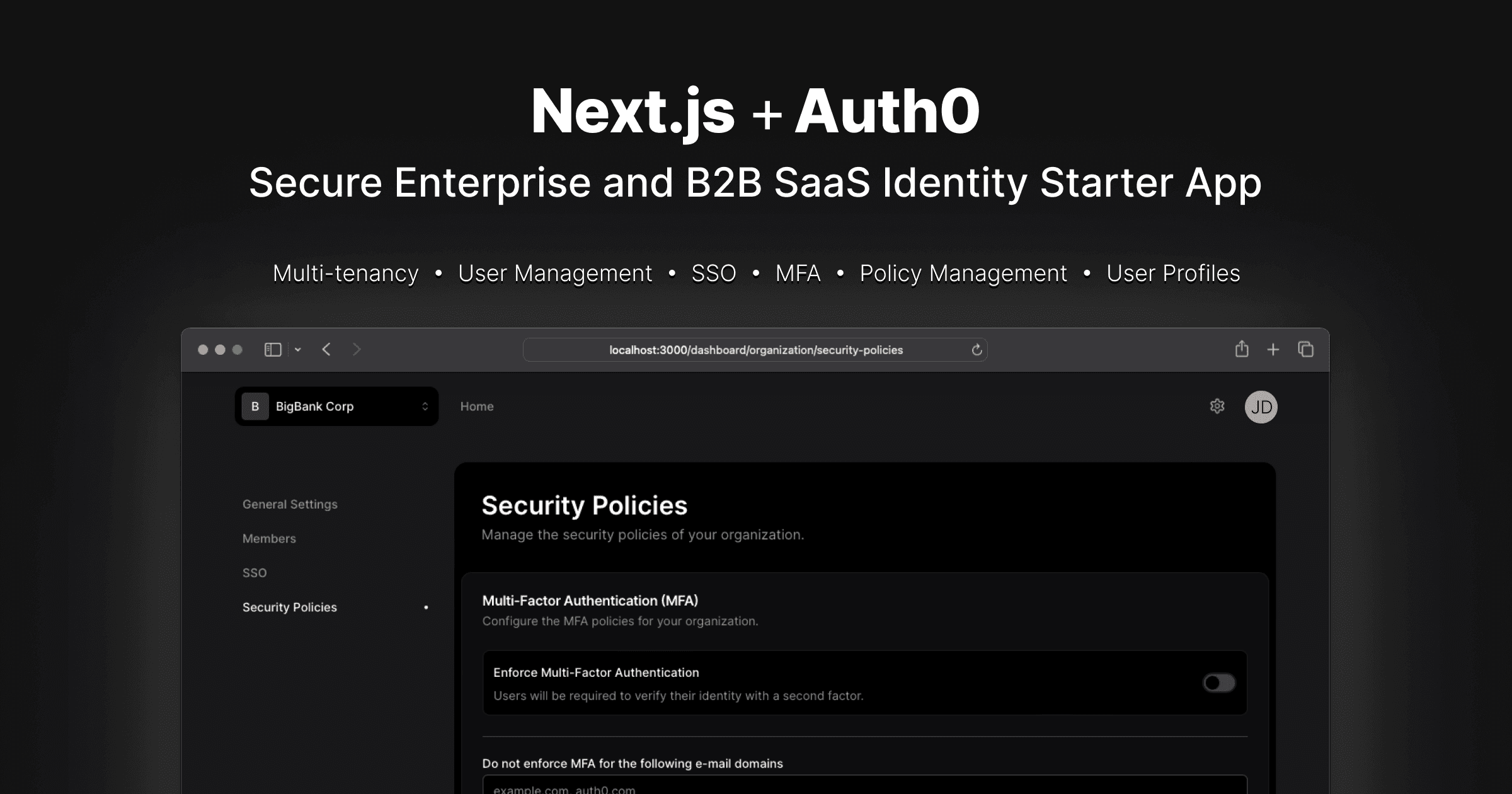 Next.js + Auth0 SaaS Starter Kit Thumbnail