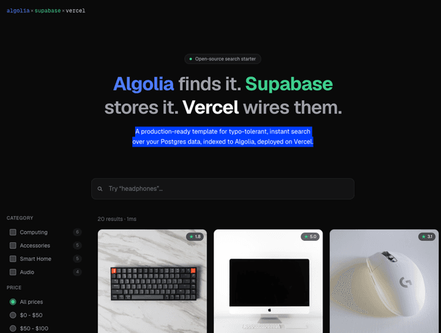 Algolia Integration Example