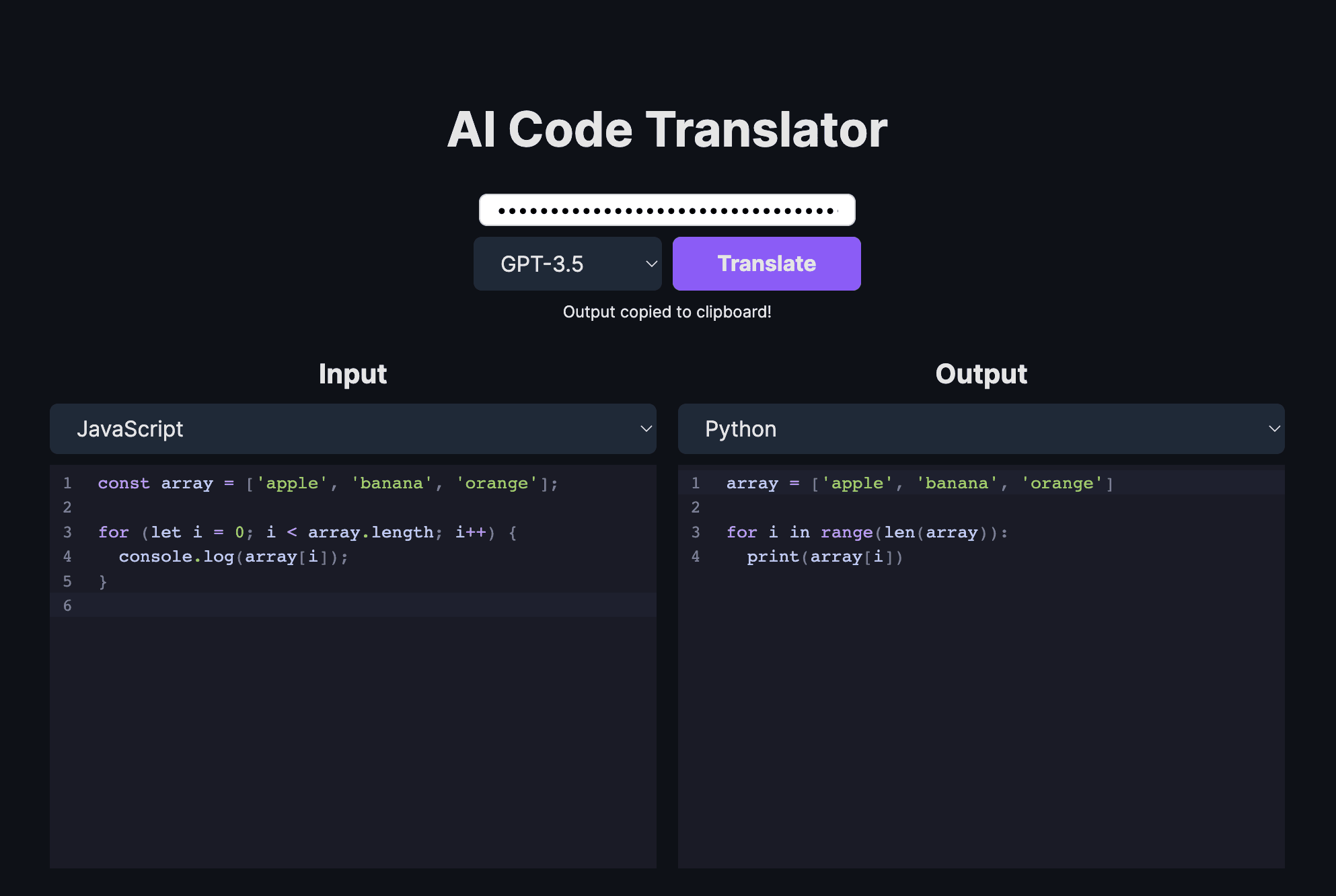 AI Code Translater