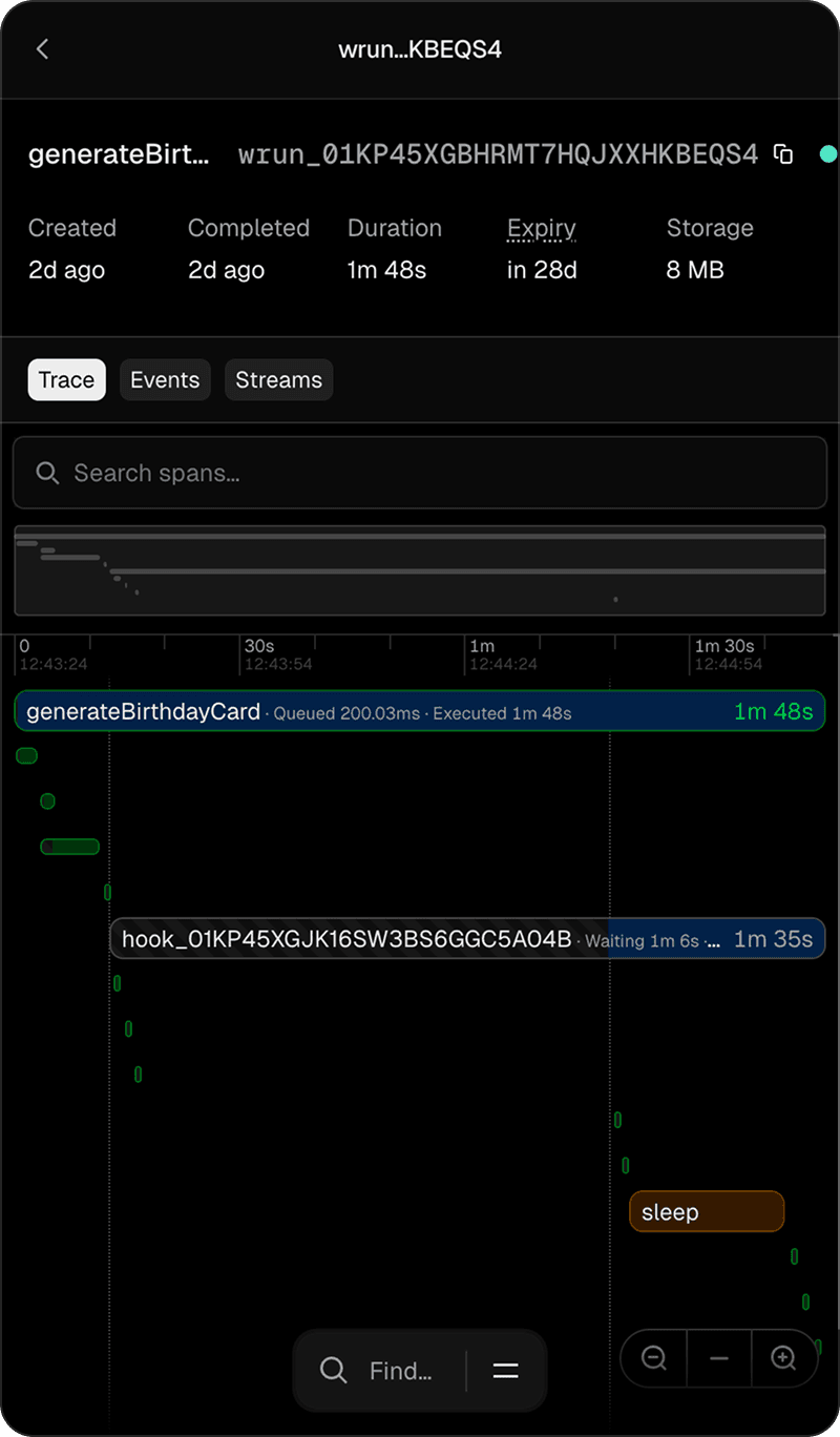 The built in observability dashboard for Workflow SDK on Vercel.