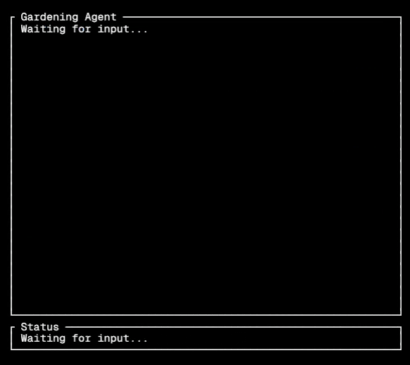 An agent running interactively in the terminal UI, showing reasoning steps and tool calls