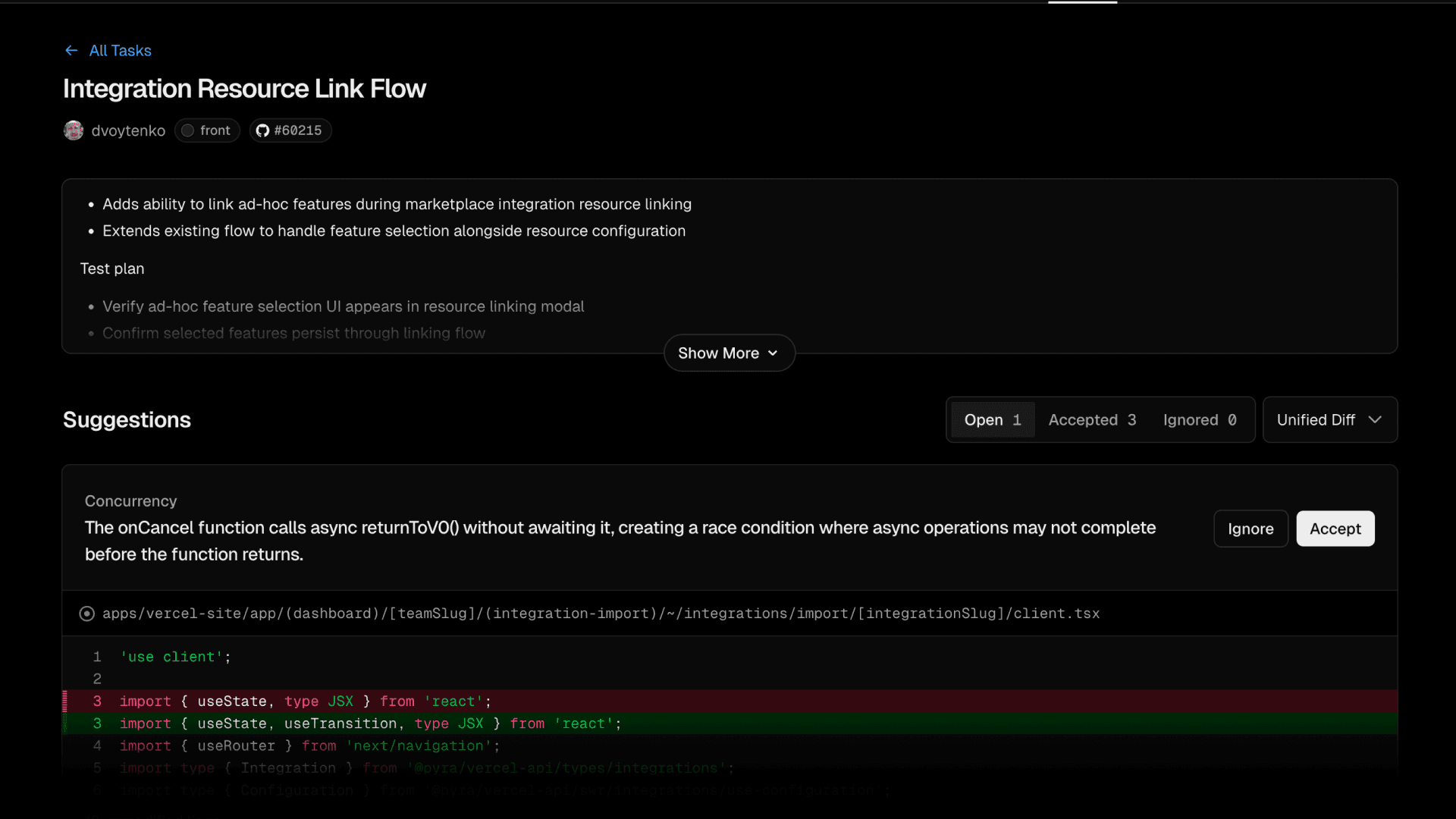 Vercel Agent - Reviewing and applying suggestions in bulk