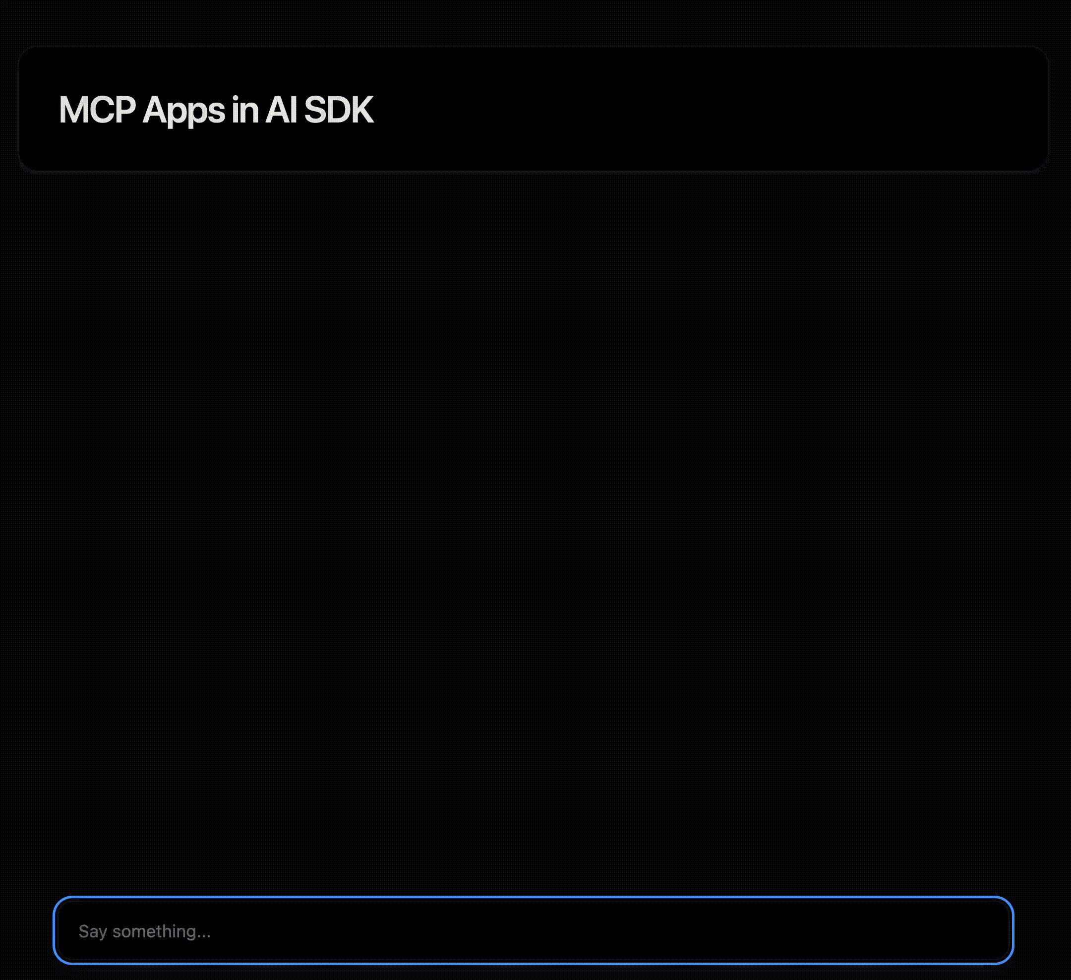 An MCP App rendering a dashboard UI inside a sandboxed iframe alongside agent output