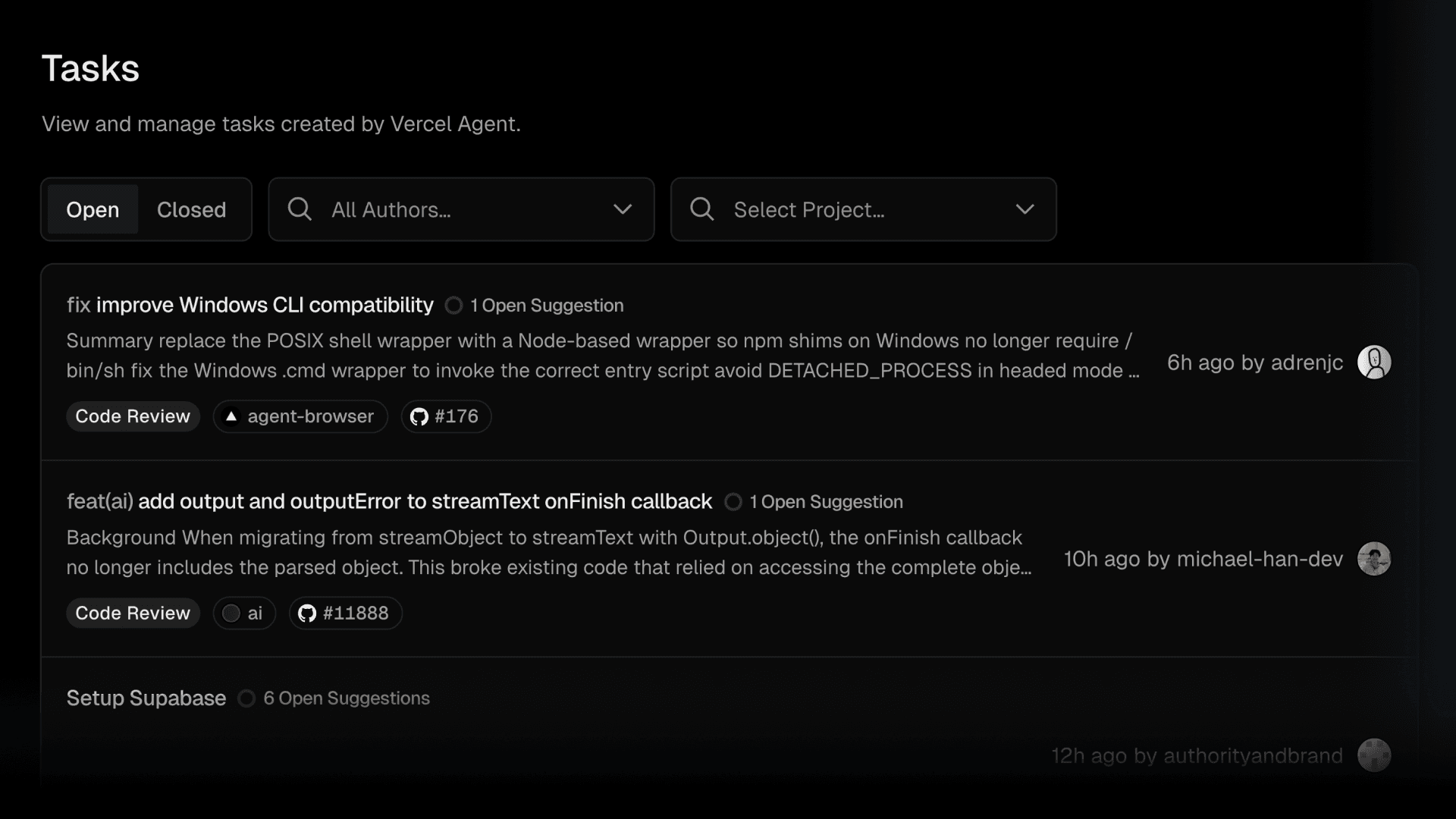 Vercel Agent - Tracking concurrent agent jobs