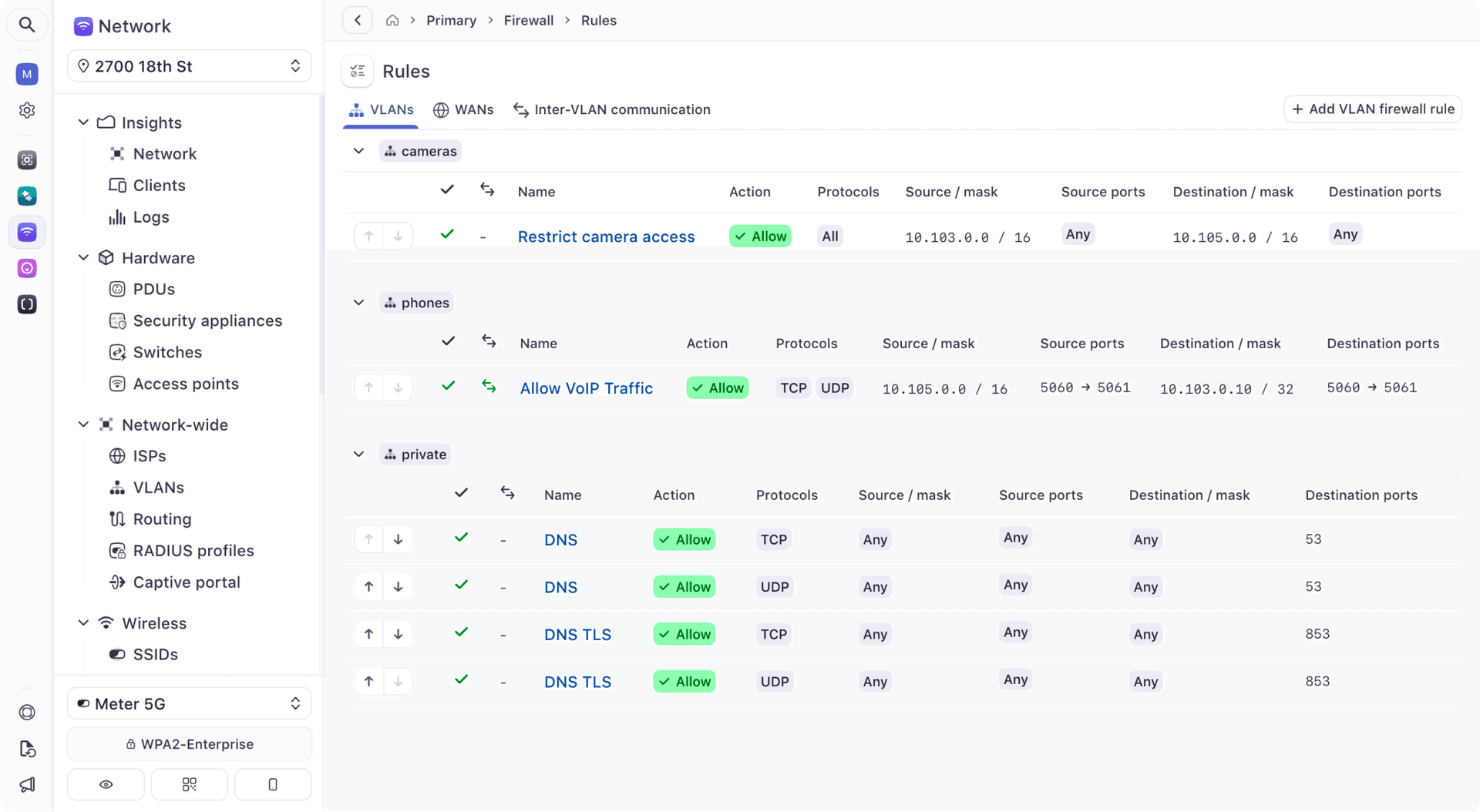 Meter's web application, an intuitive dashboard for network management, hosted on Vercel.