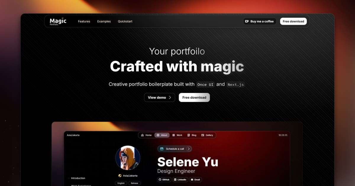 Magic Portfolio for Next.js thumbnail