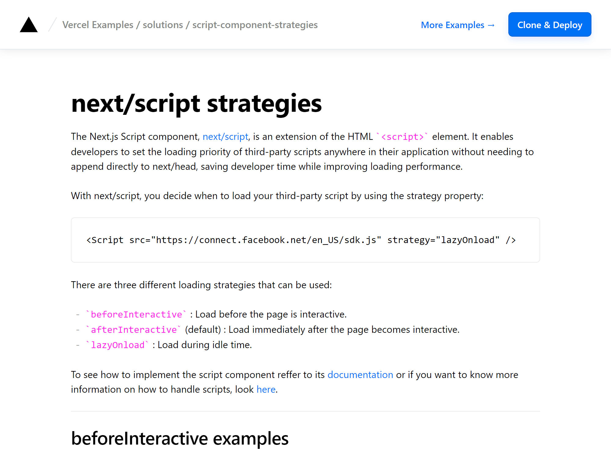 Learn how to use different strategies for next/script.